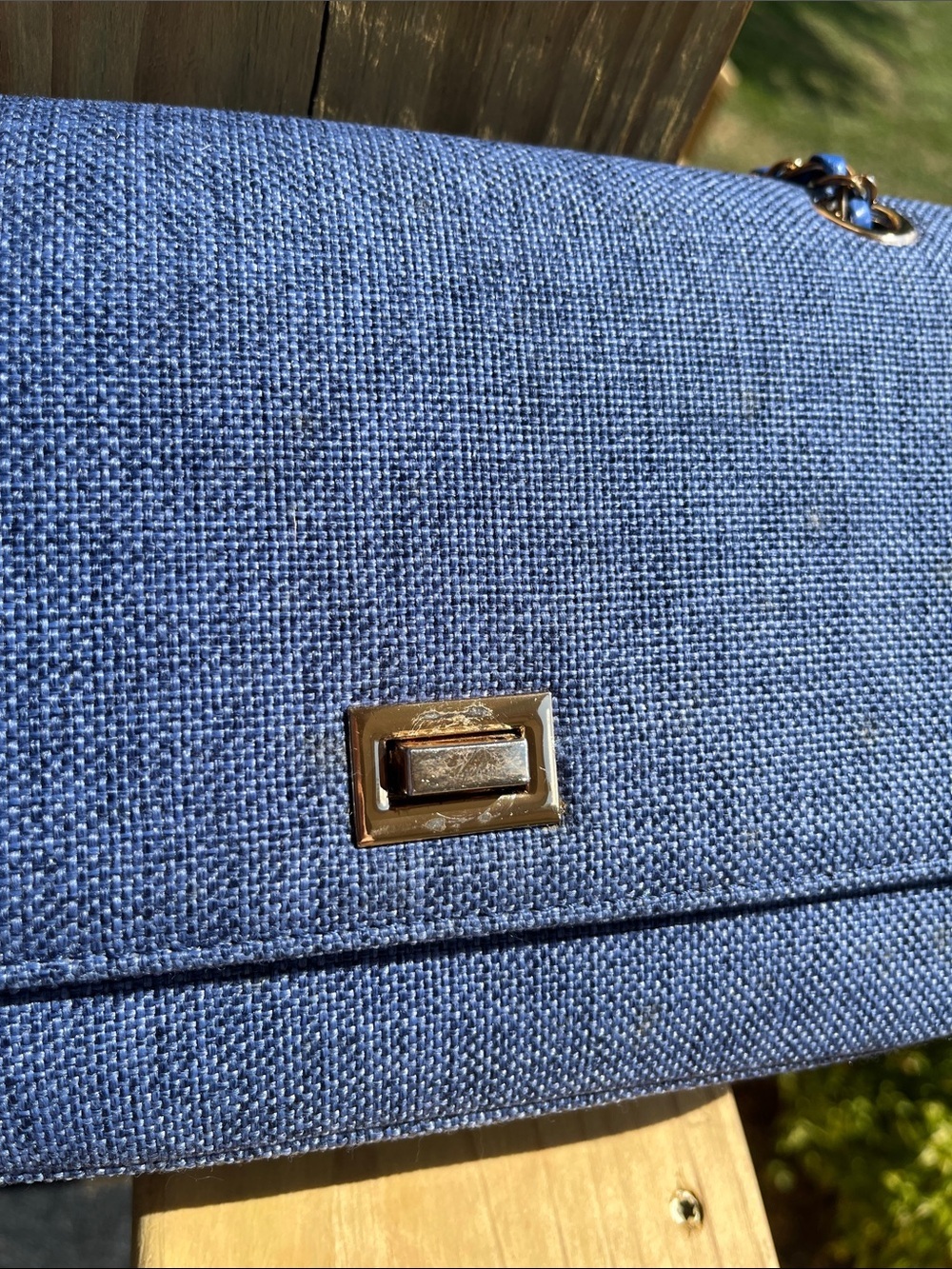 Caprese Textured Crossbody Bag, Blue Denim Textured Material - Picture 13 of 16